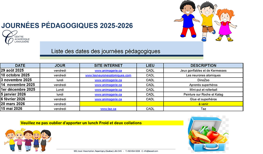Journées pédagogiques 2025-2026